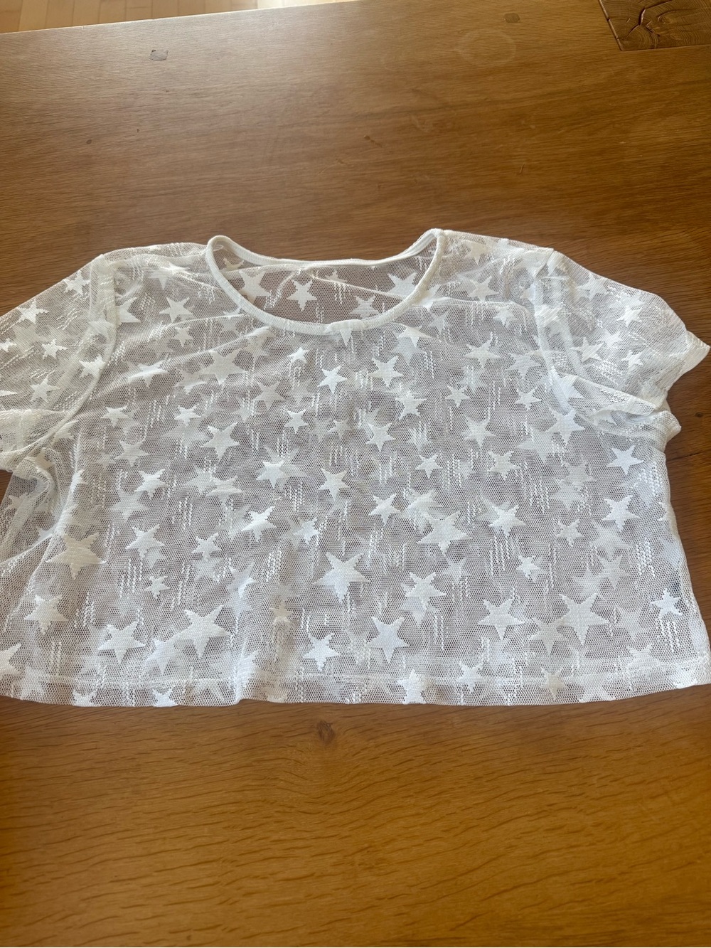 SHEIN White Sheer Star Mesh Crop Top